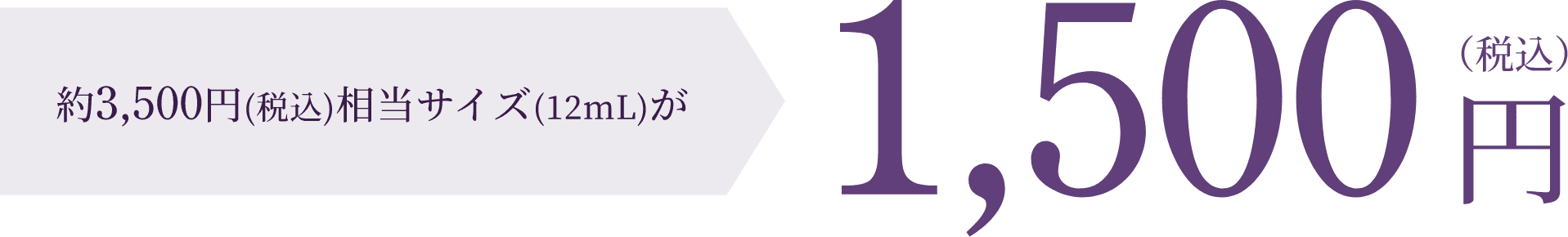 約3,500円(税込)相当サイズ(12mL)が1,500円(税込)
